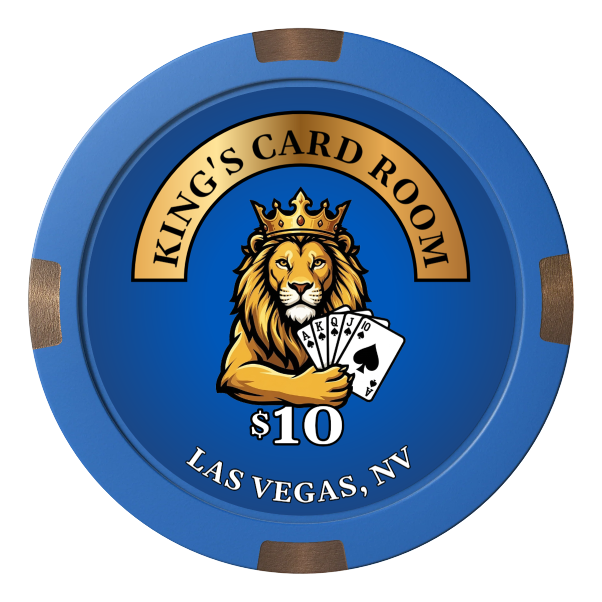 King's Card Room Composite & Metal Hybrid Poker Chips - Blue - Front