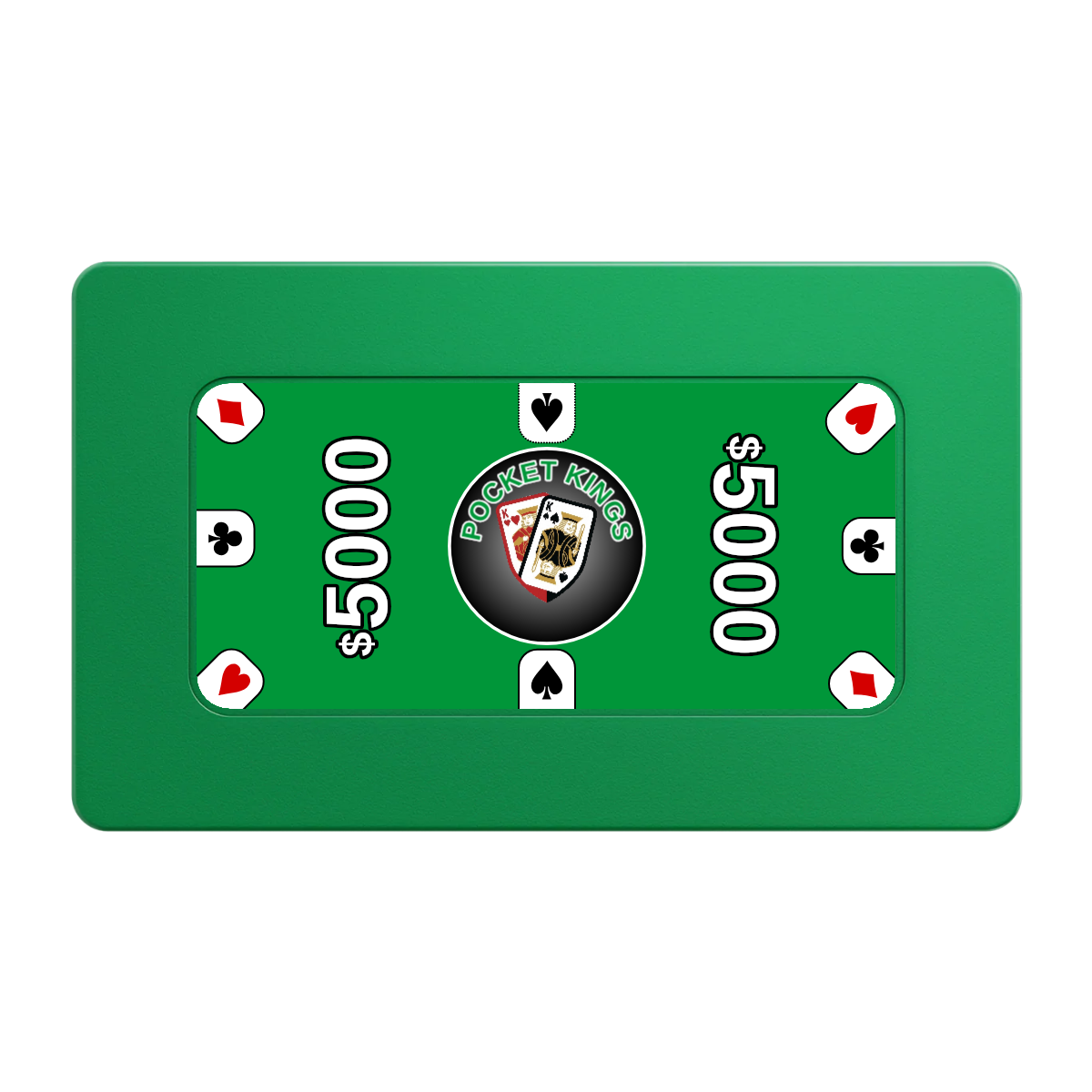 Pocket Kings Rectangular Poker Chip Plaques - Green - Back