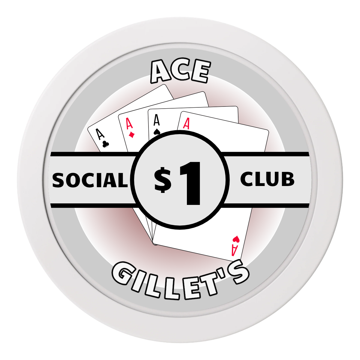 Ace Gillet's 2" Oversized Poker Chips - White - Back