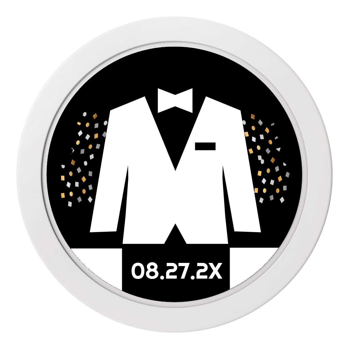 Bachelor No More Bowtie 2" Oversized Poker Chips - White - Front