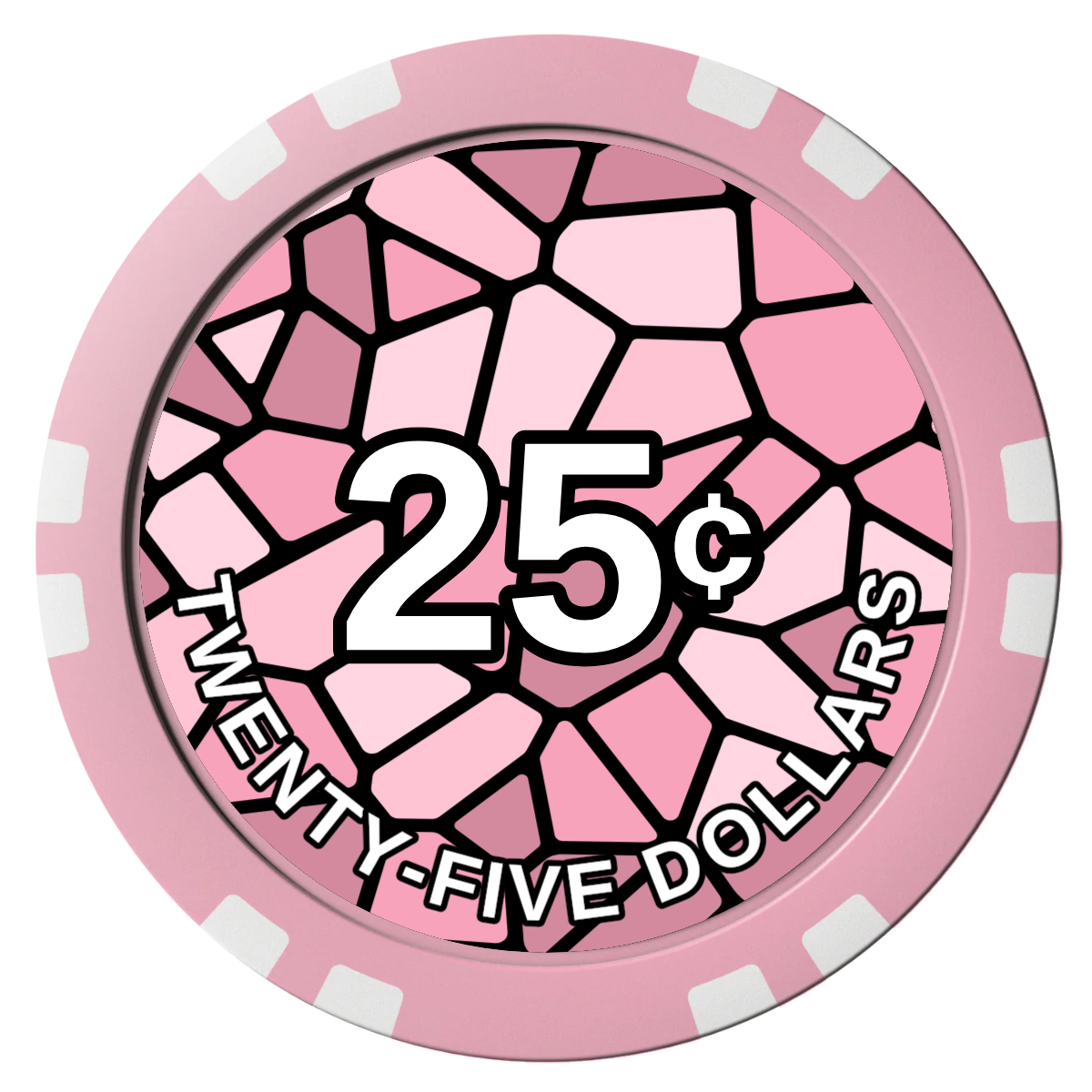 Stained Glass Composite Poker Chips - Pink / Double Stripe - Front