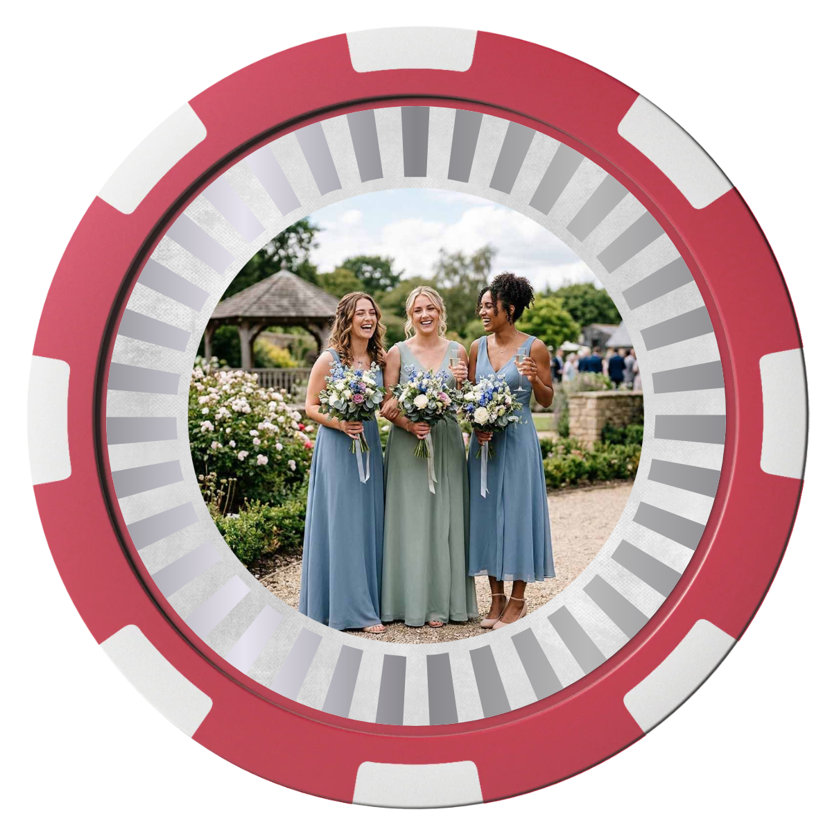 Be My Bridesmaid Simple Magnetic Composite Poker Chips - Red / 8 Spot - Back
