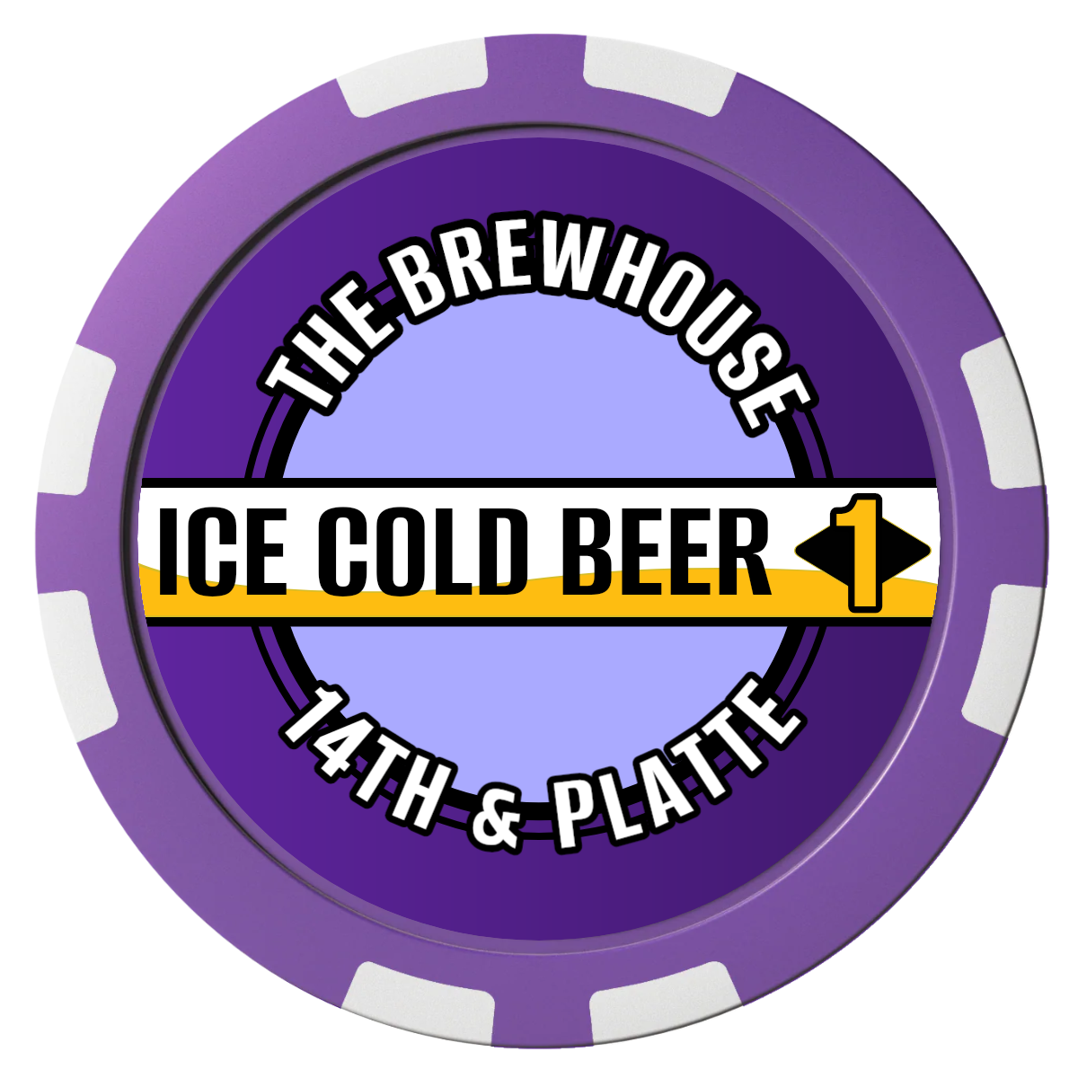 Ice Cold Beer Drink Token Composite Poker Chips - Purple / 8 Stripe - Front