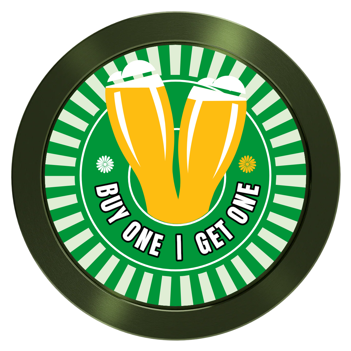 Double Pint Aluminum Poker Chips - Green - Back