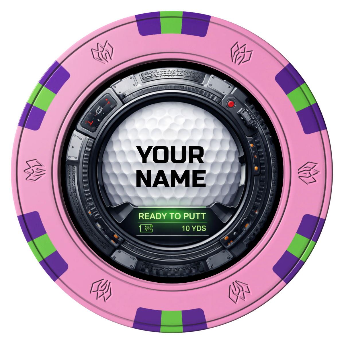 Auto Marked IV Clay Poker Chips - Pink / 6 Spot Gem / 43mm - Front