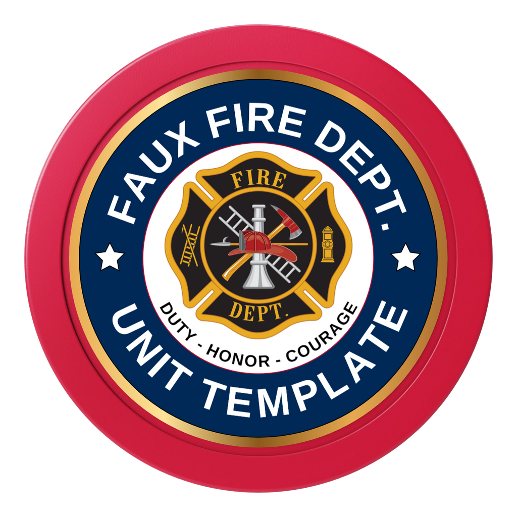 Faux Fire Dept. #01 2" Composite Dealer Button - Red - Back