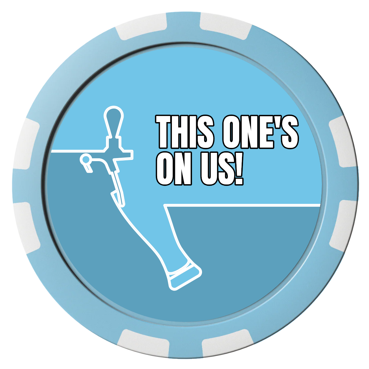 I'd Tap That Composite Poker Chips - Light Blue / 8 Stripe - Front