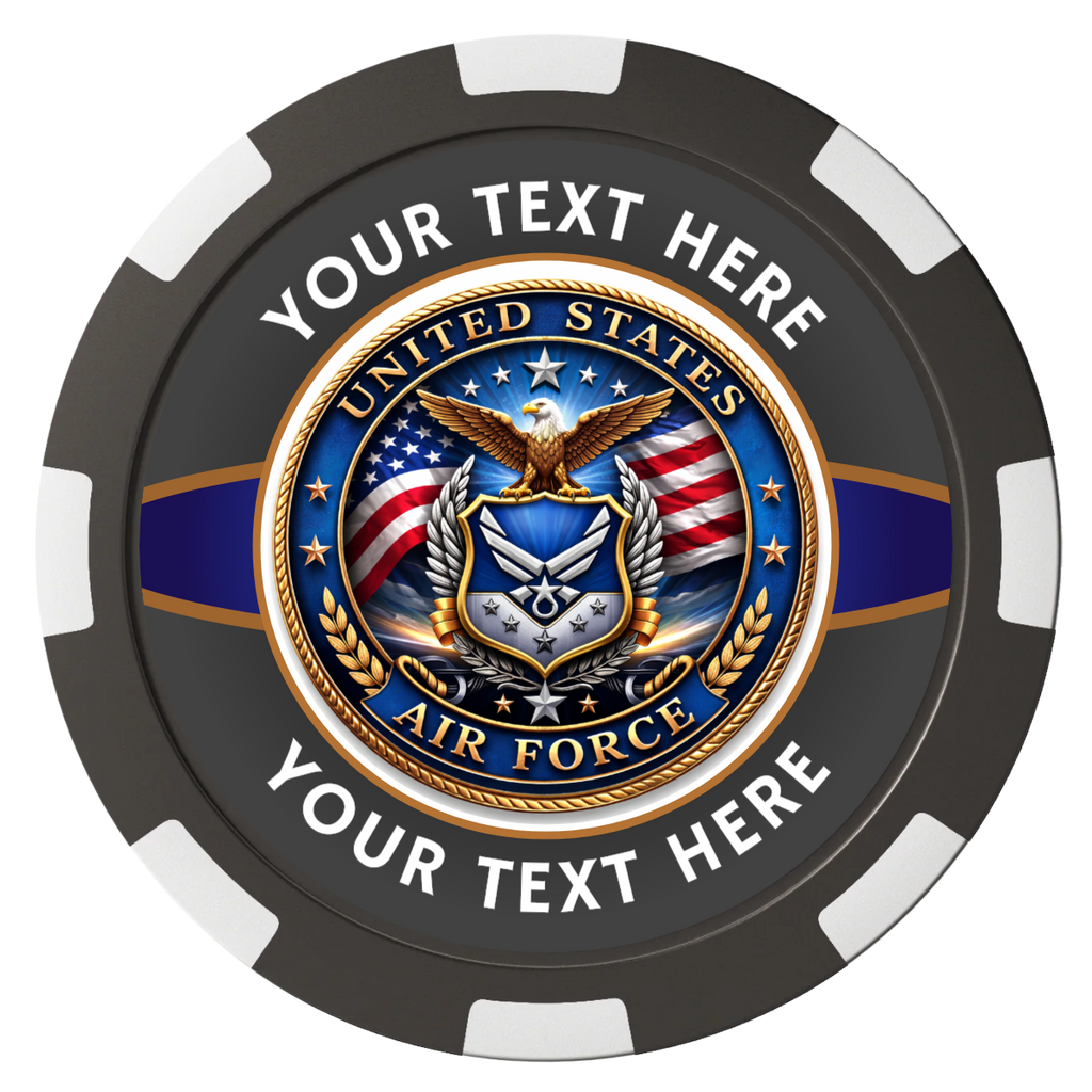 Air Force Composite Poker Chips - Black / 8 Spot - Back