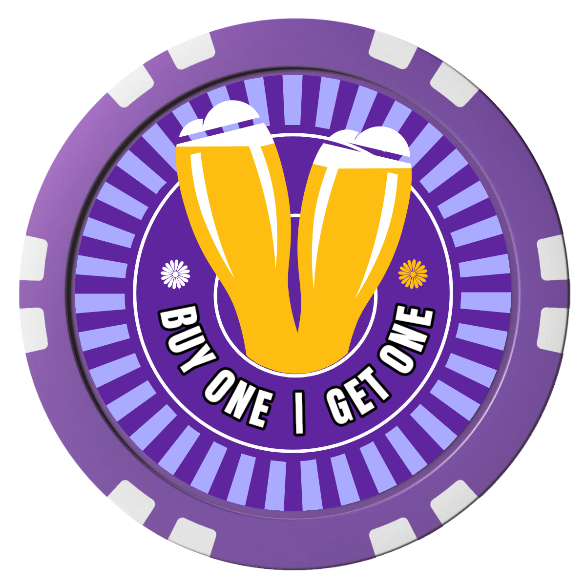 Double Pint Composite Poker Chips - Purple / Double Stripe - Front