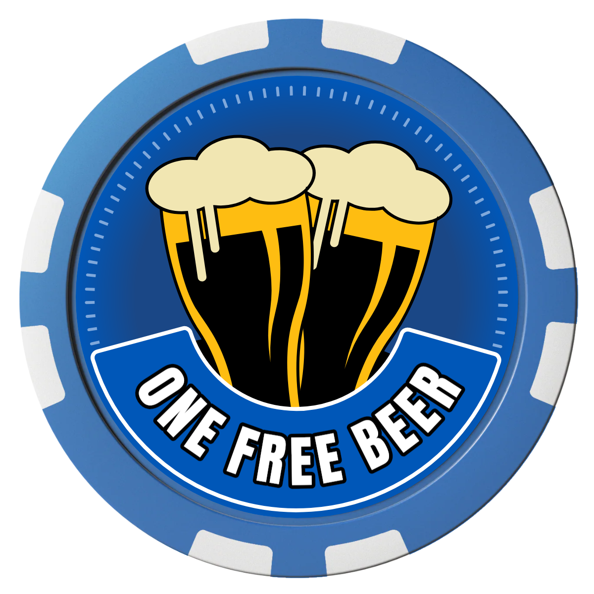 Double Pint 2 Composite Poker Chips - Blue / 8 Stripe - Front