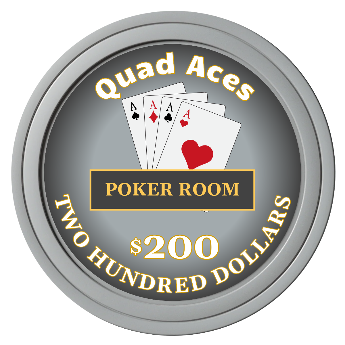Quad Aces Composite Poker Chips - Gray / Solid - Front