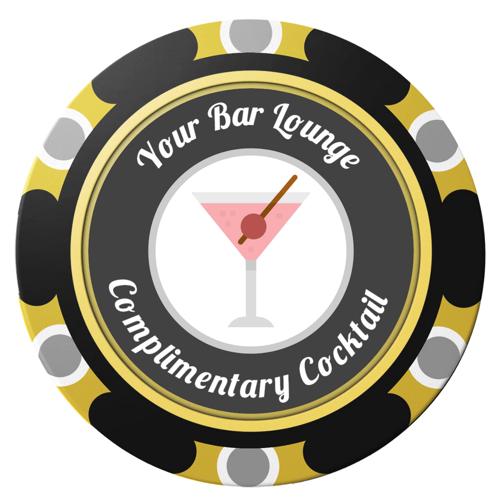 Fancy Drink Clay Poker Chips - Black / Monte Carlo / 40mm - Front