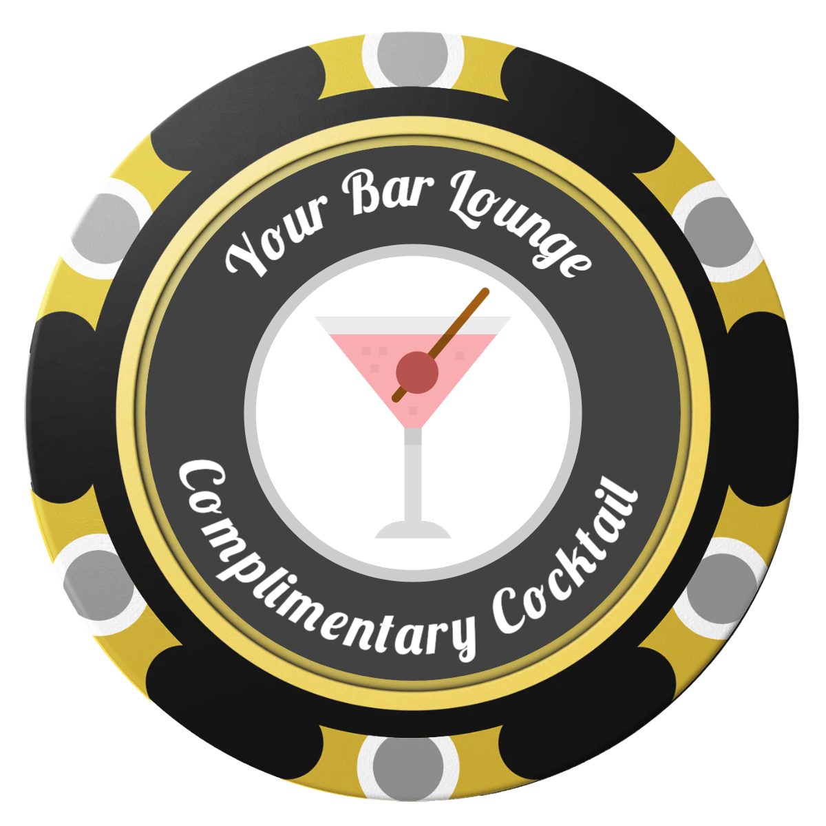 Fancy Drink Clay Poker Chips - Black / Monte Carlo / 40mm - Front