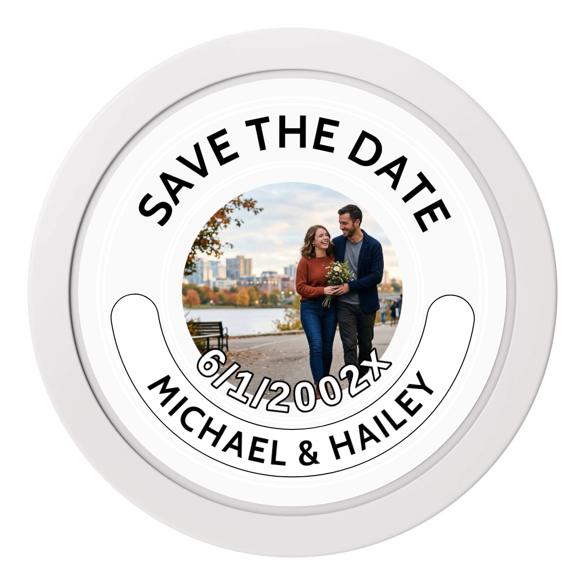 Save the Date Photo QR Code 2" Oversized Poker Chips - White - Front