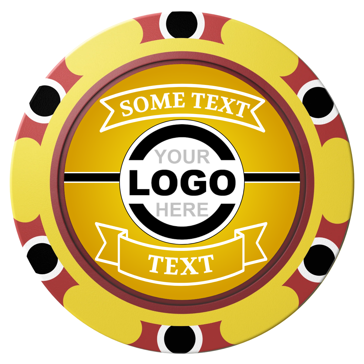 Double Banner Clay Poker Chips - Yellow / Monte Carlo / 40mm - Front