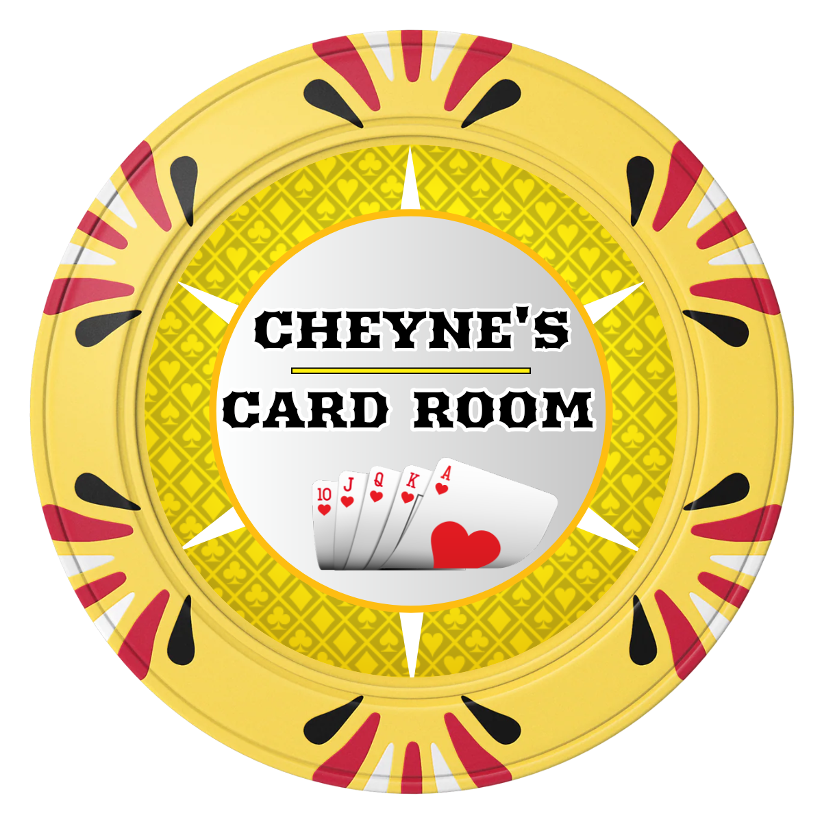Cheyne's Card Room Clay Poker Chips - Yellow / Macau / 40mm - Front