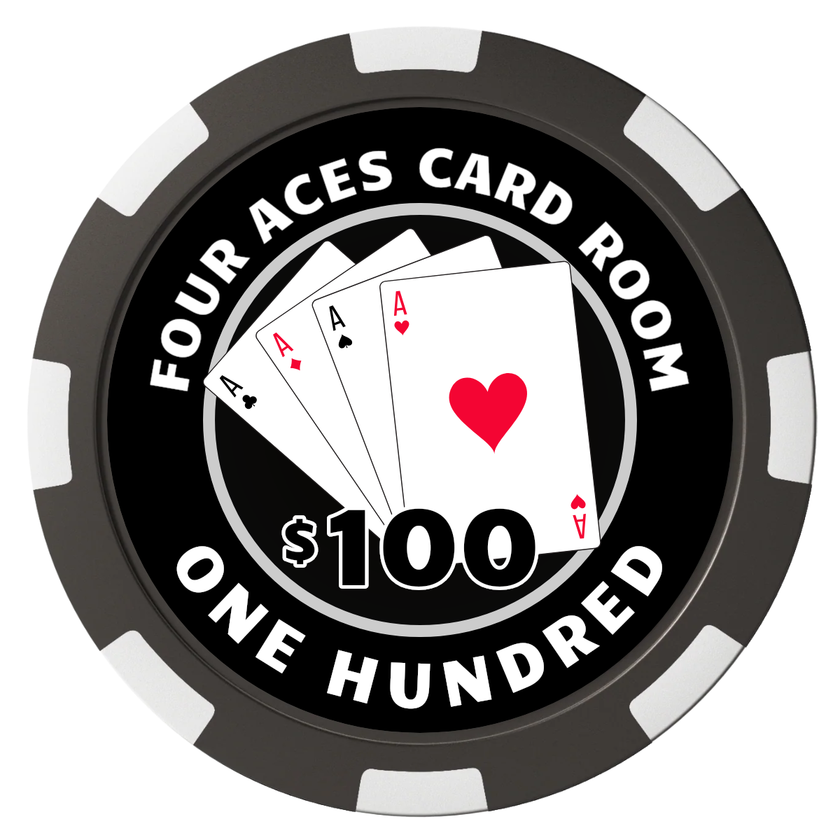 4 Aces Poker Room Composite Poker Chips - Black / 8 Spot - Back