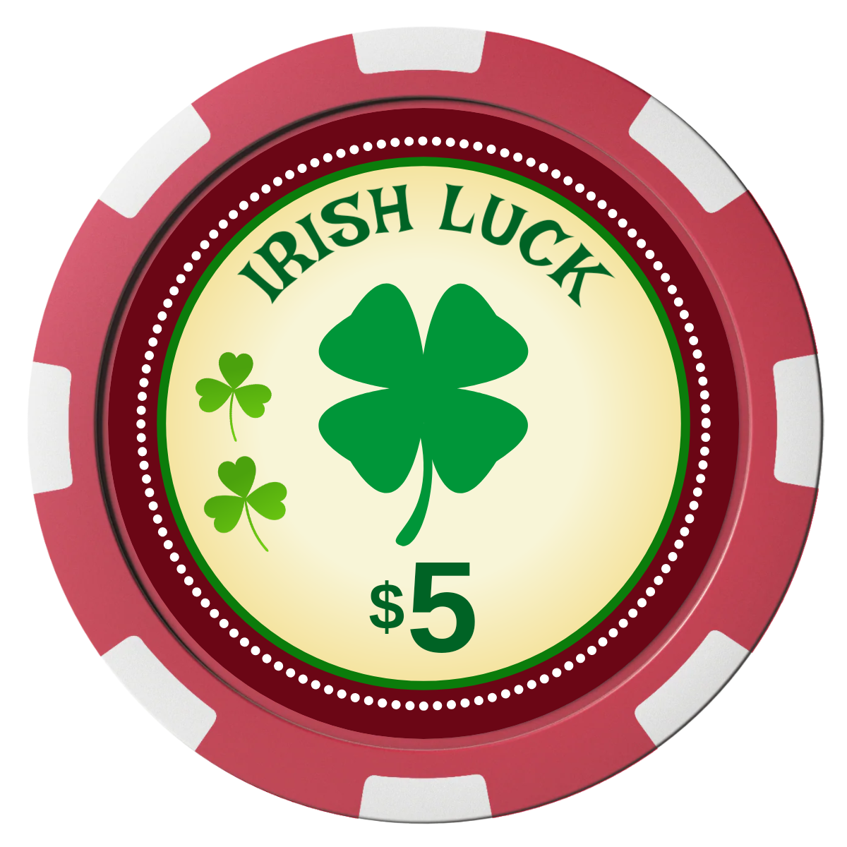 Irish Luck Magnetic Composite Poker Chips - Red / 8 Spot - Front