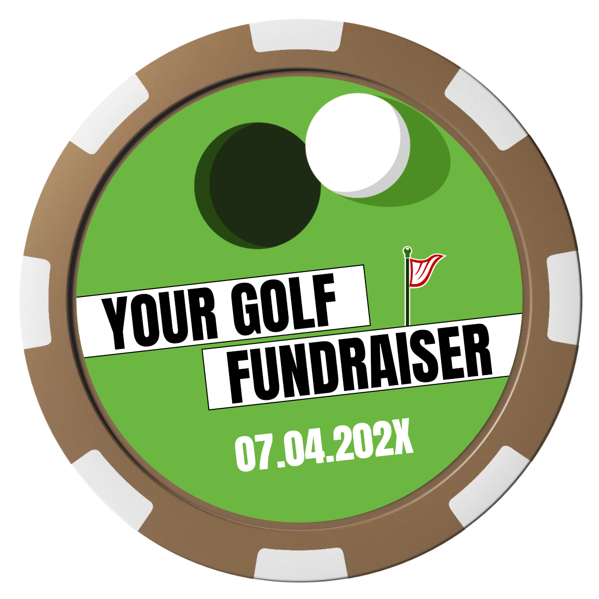 Putting Around Tournament Composite Poker Chips - Brown / 8 Spot - Front