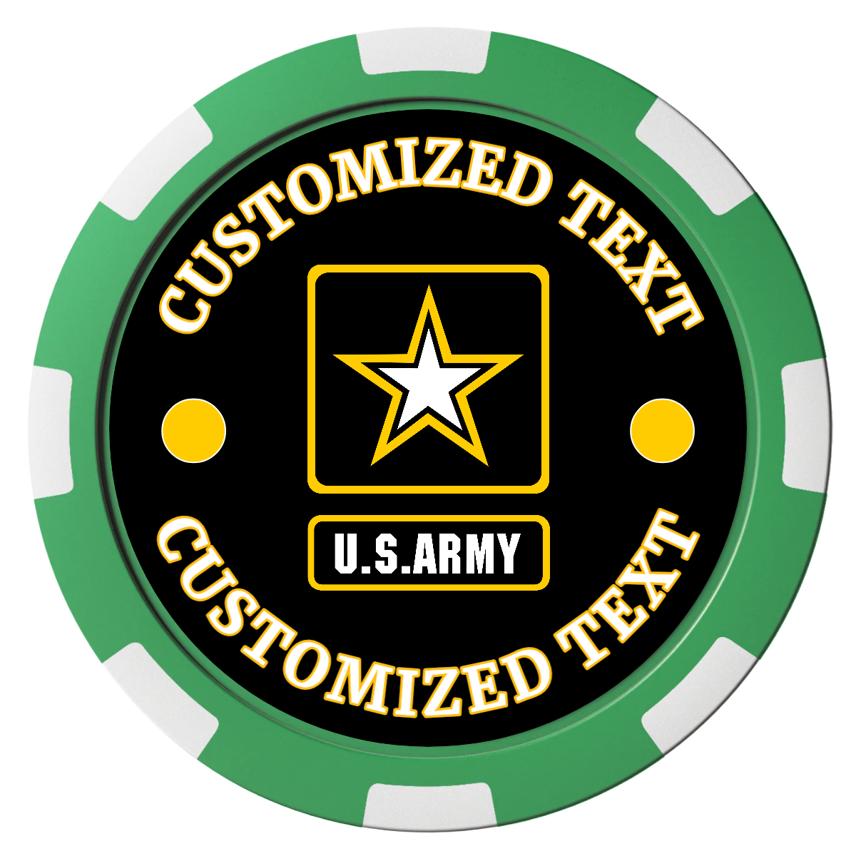 Army Strong Magnetic Composite Poker Chips - Green / 8 Spot - Front