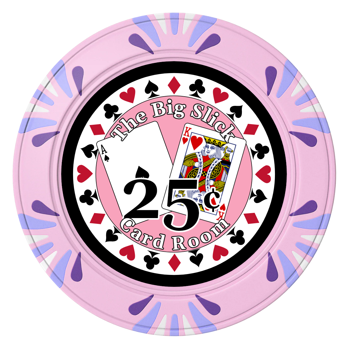 AK Big Slick Clay Poker Chips - Pink / Macau / 40mm - Front
