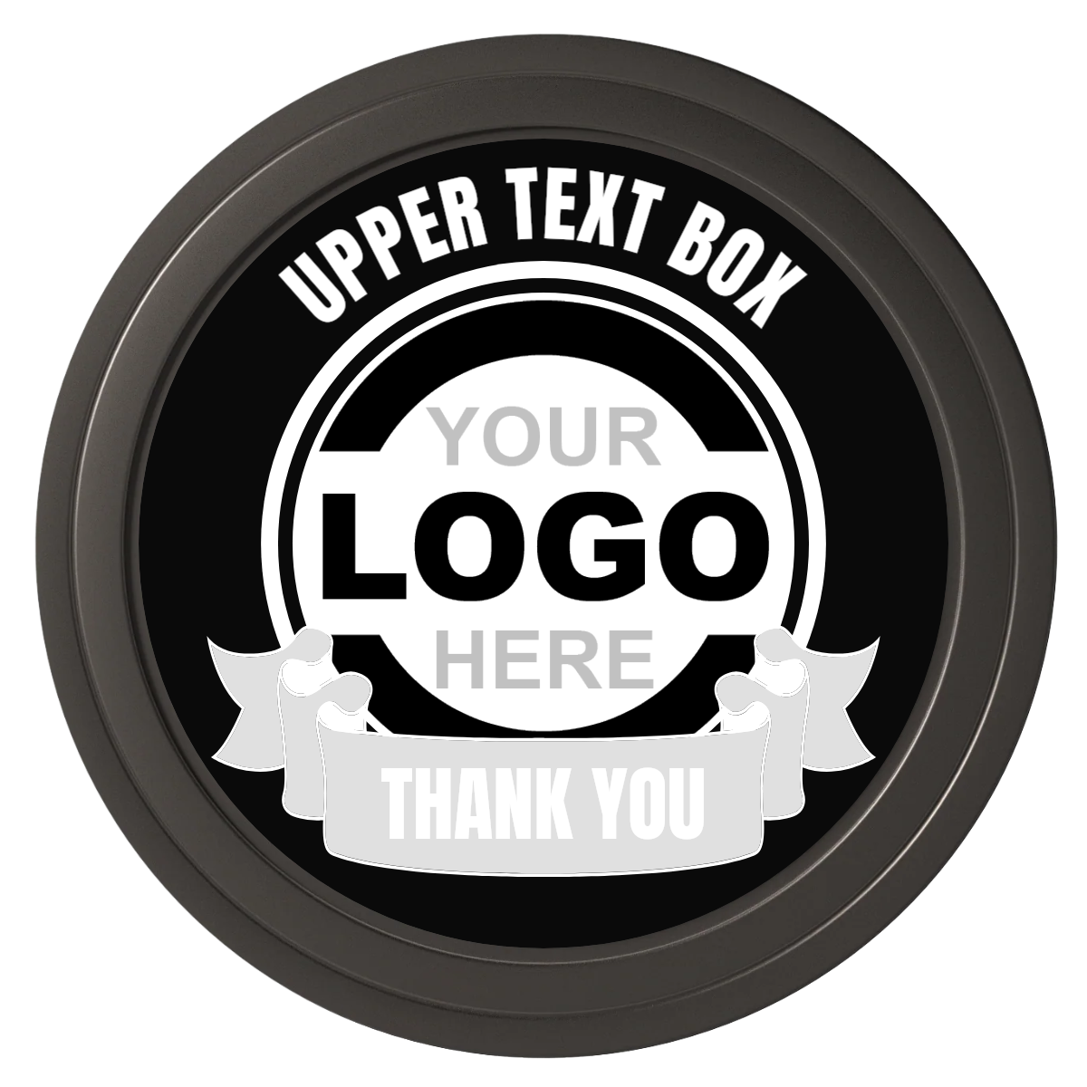 Lower Banner Composite Poker Chips - Black / Solid - Front