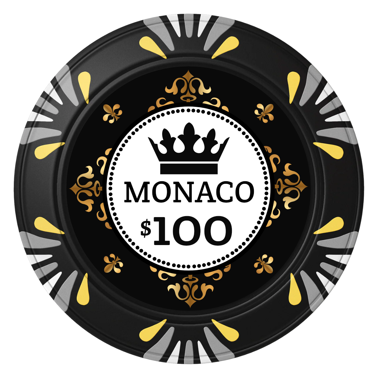 Monaco #001 Clay Poker Chips - Black / Macau / 40mm - Front