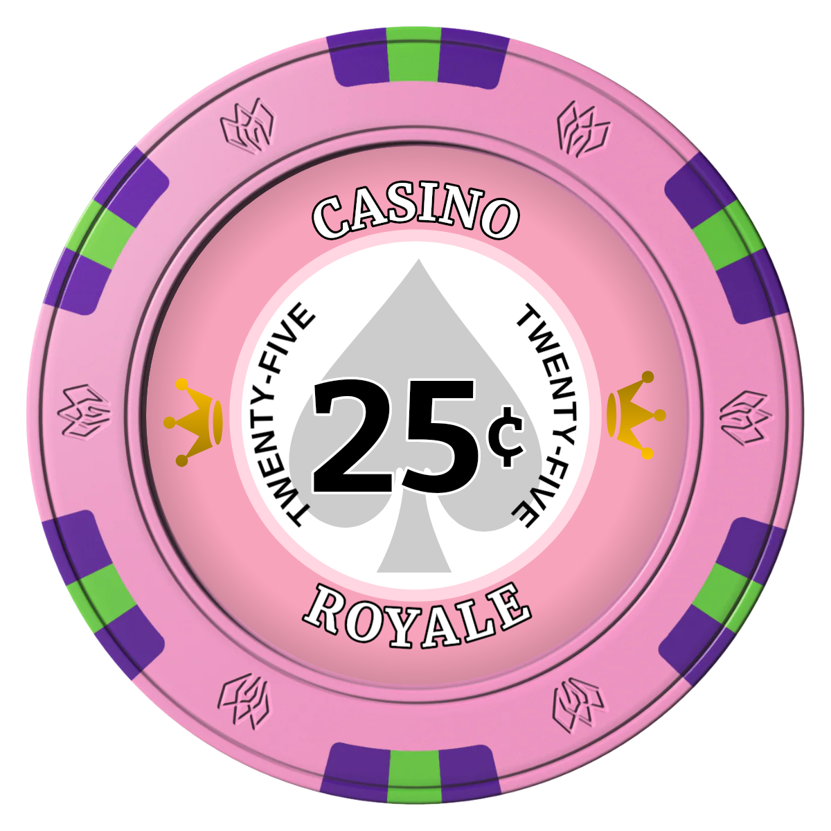 Casino Royale Clay Poker Chips - Pink / 6 Spot Gem / 43mm - Front