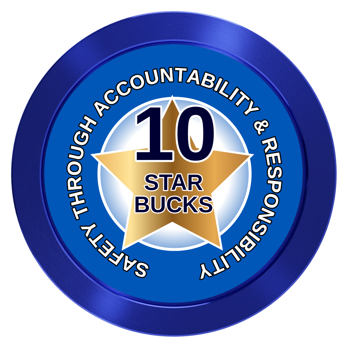 Safety Star Aluminum Poker Chips - Blue - Front