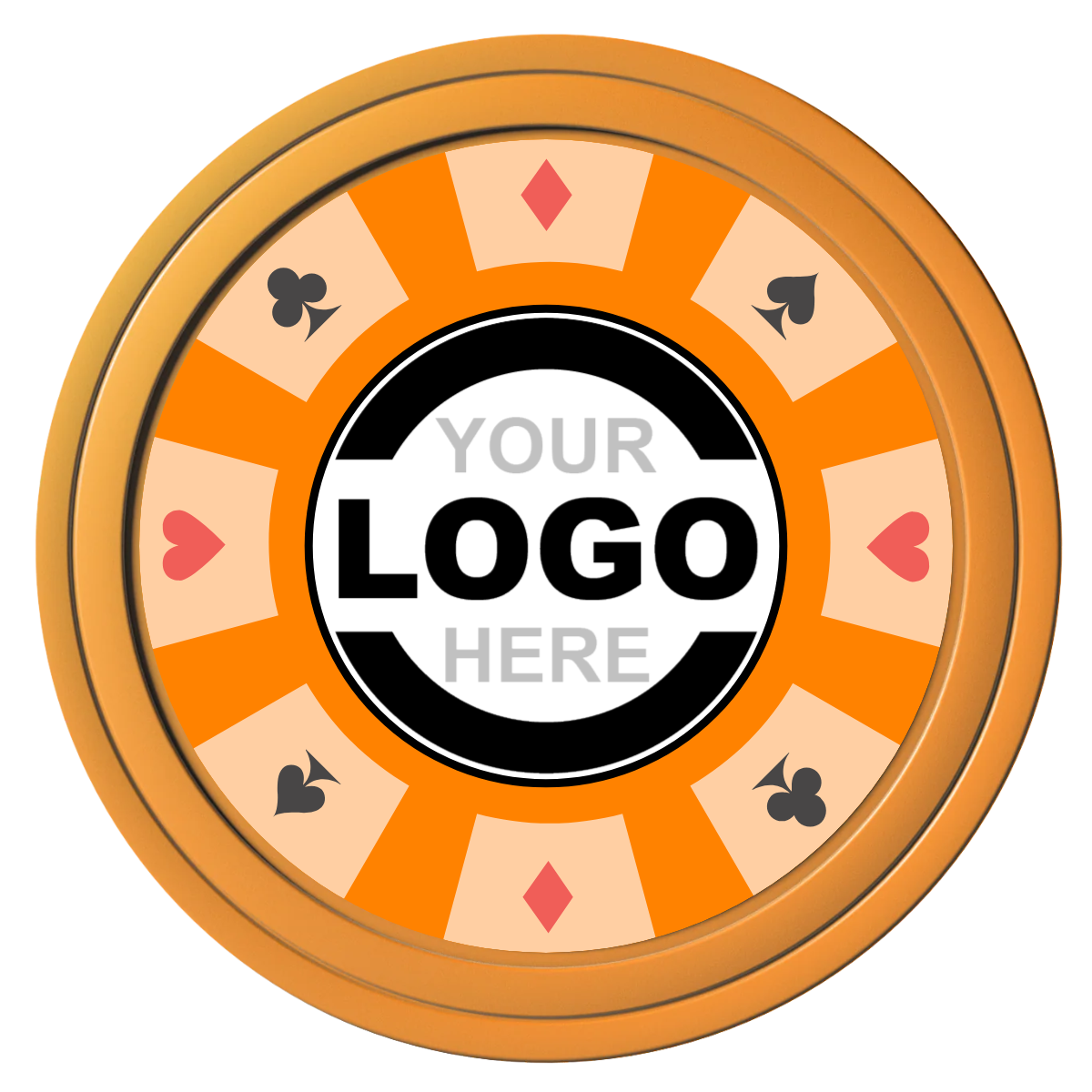 Suit 8 Your Logo Composite Poker Chips - Orange / Solid - Front