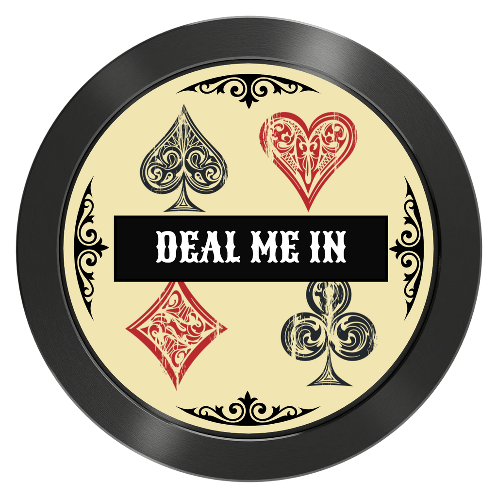 Vintage Four Suits Aluminum Poker Card Guards - Black - Front