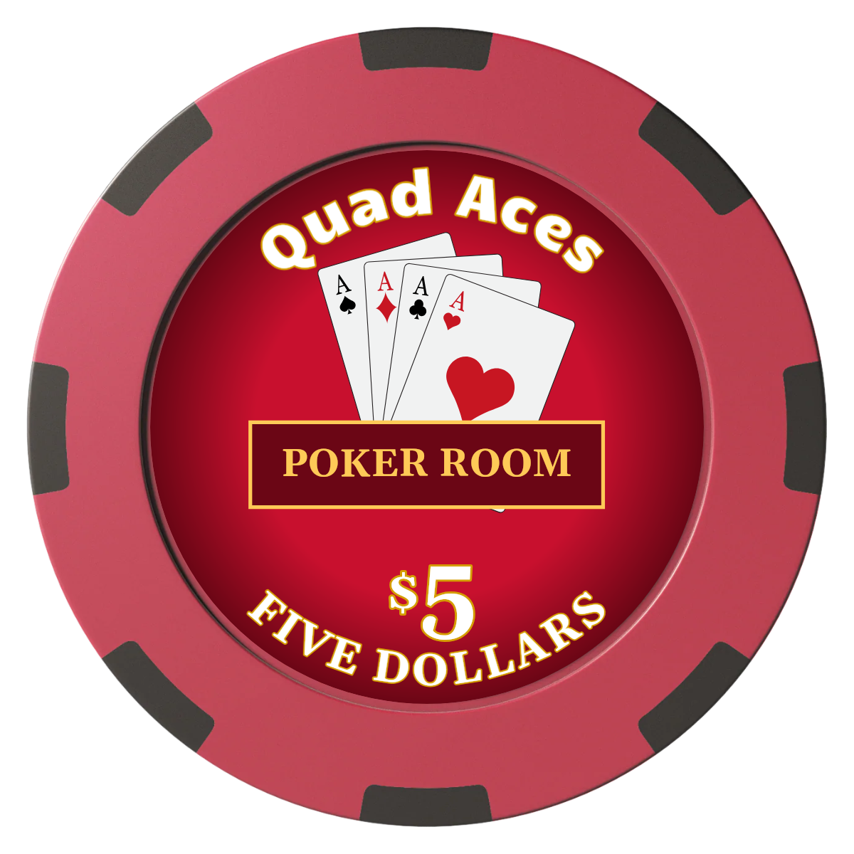 Quad Aces Clay Poker Chips - Red / 8 Spot (2 Tone) / 40mm - Front