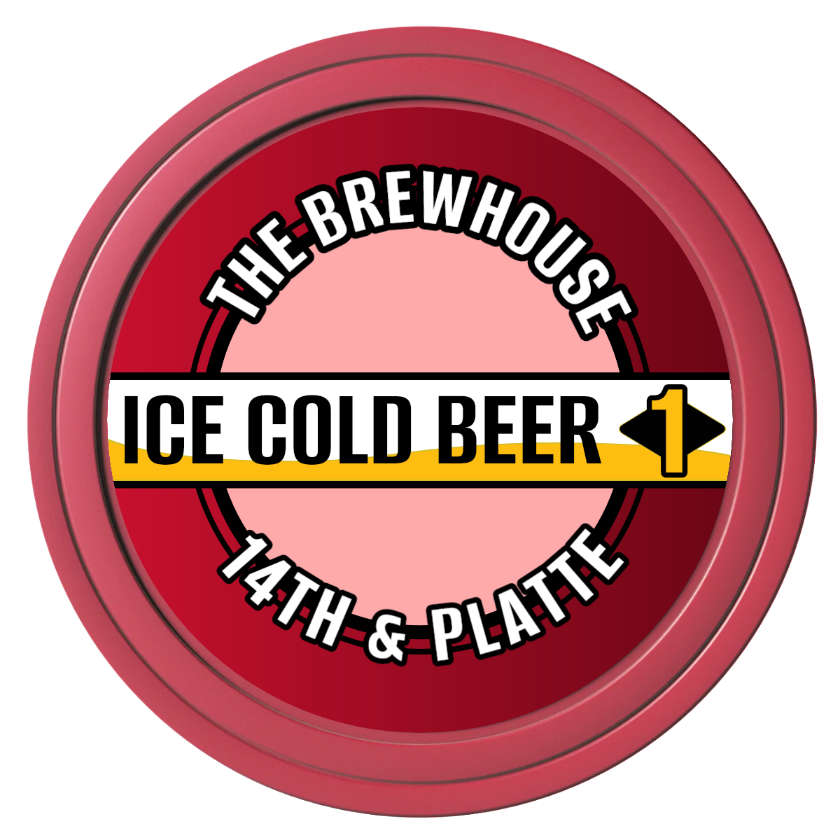 Ice Cold Beer Drink Token Composite Poker Chips - Red / Solid - Front