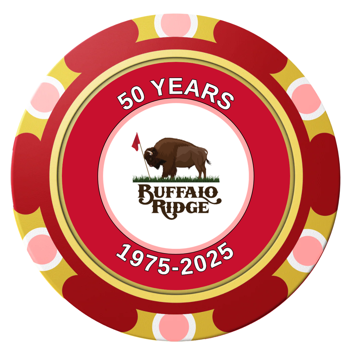 Branded Golf Pro Shop Clay Poker Chips - Red / Monte Carlo / 40mm - Front