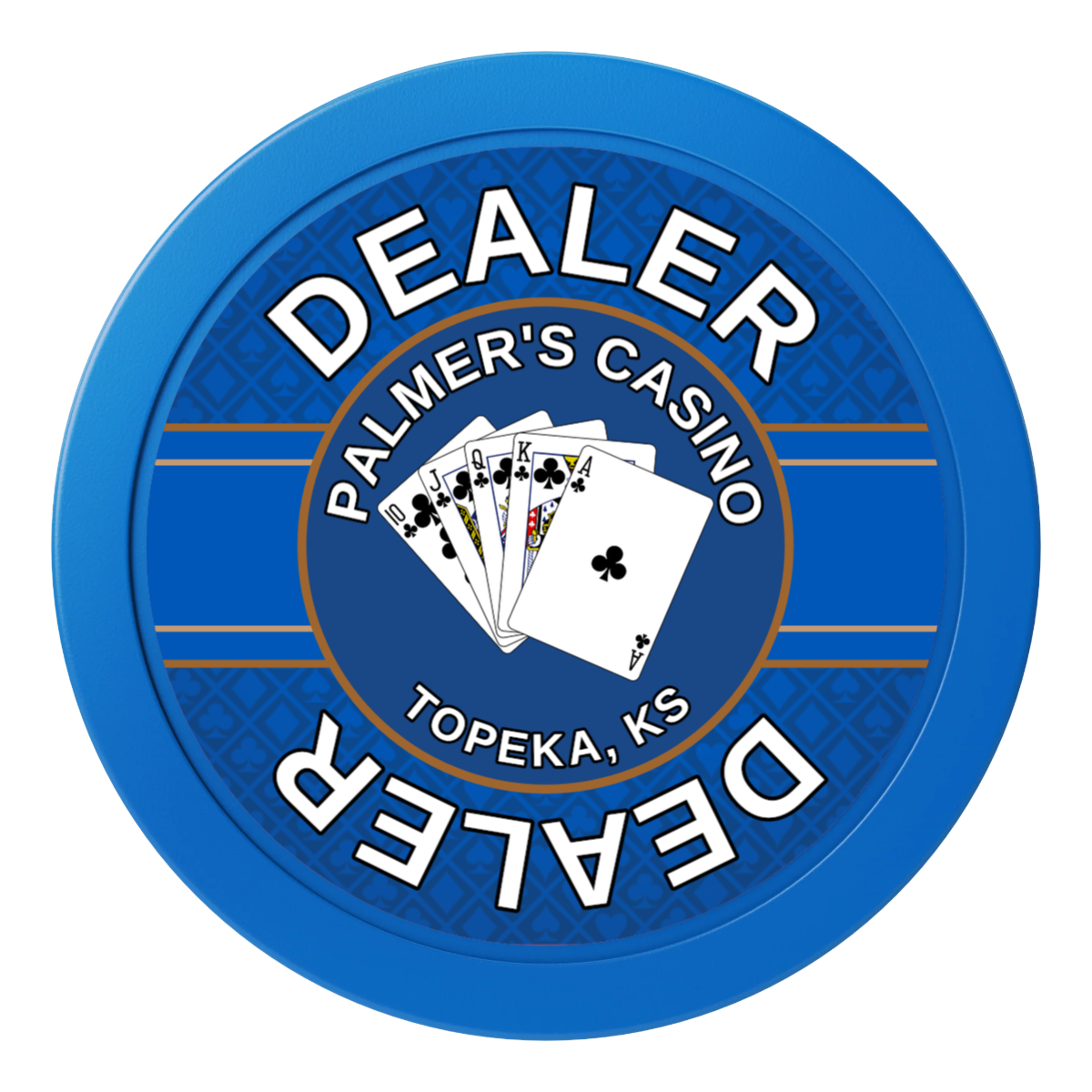 Palmer's Casino 2" Composite Dealer Button - Blue - Front