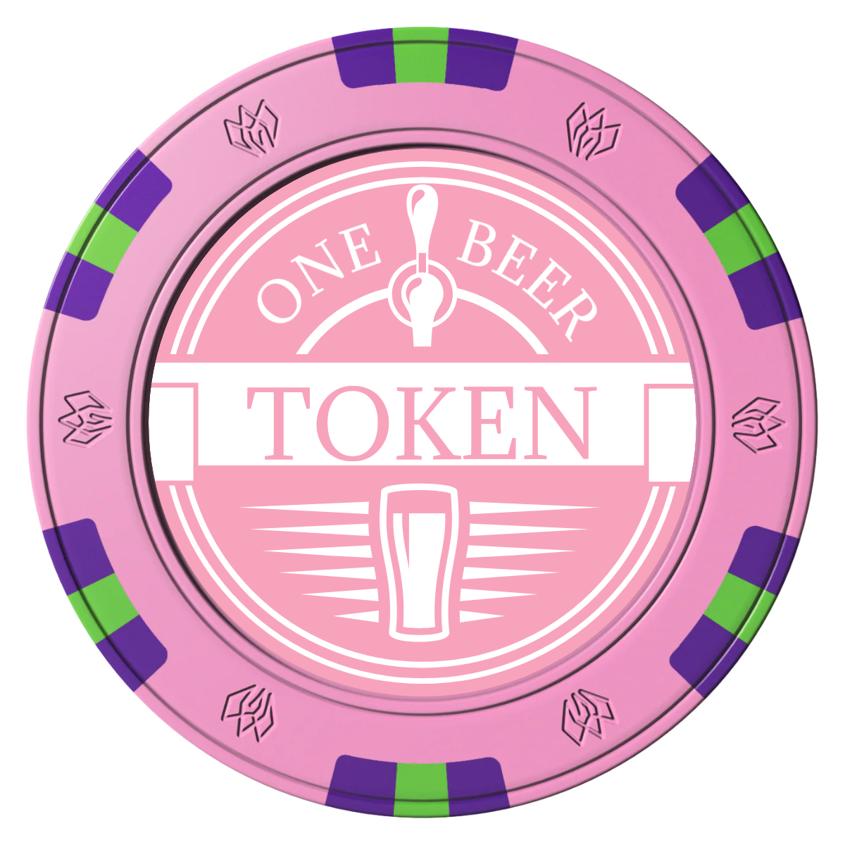 Tap Out Clay Poker Chips - Pink / 6 Spot Gem / 40mm - Front