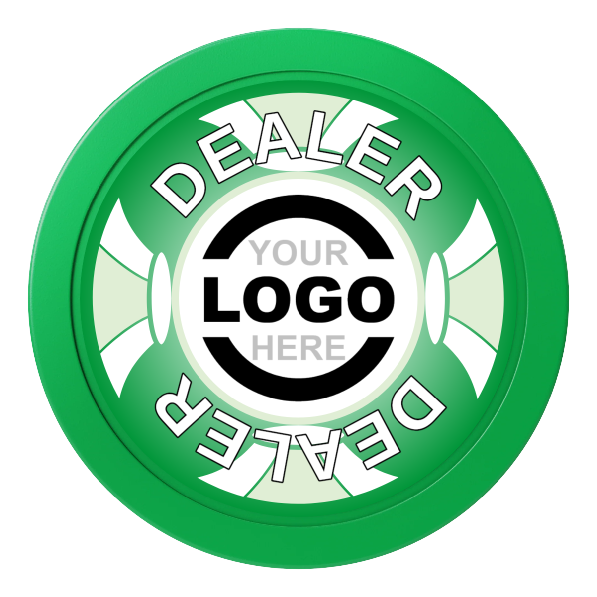 Alan Baker 4-2S A 2" Composite Dealer Button - Green - Front