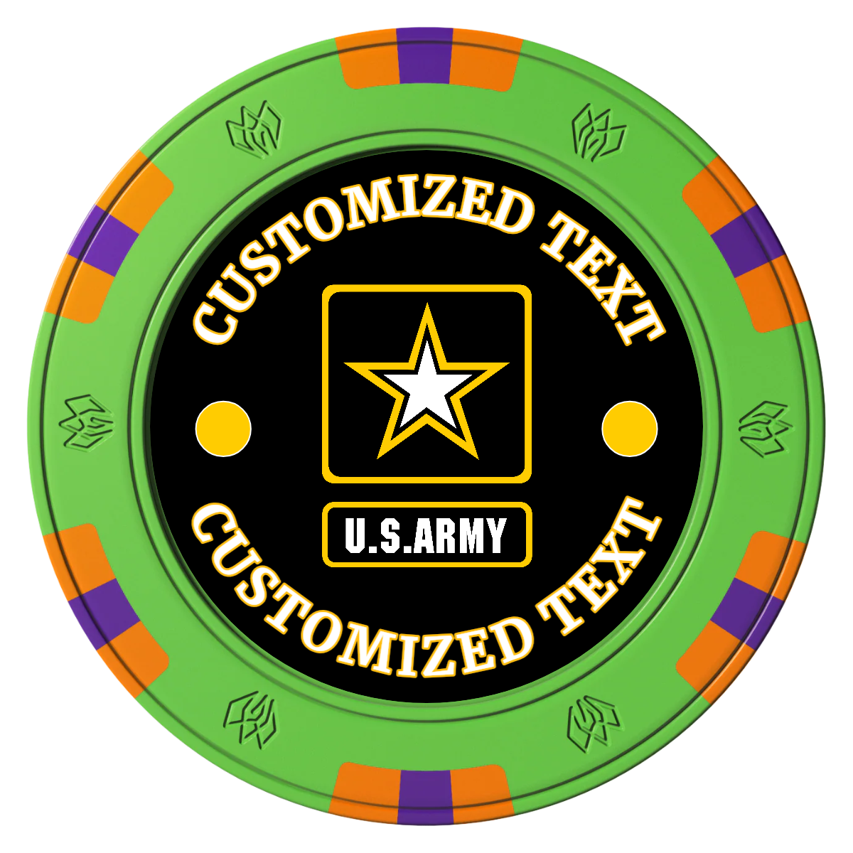 Army Strong Clay Poker Chips - Green / 6 Spot Gem / 43mm - Front