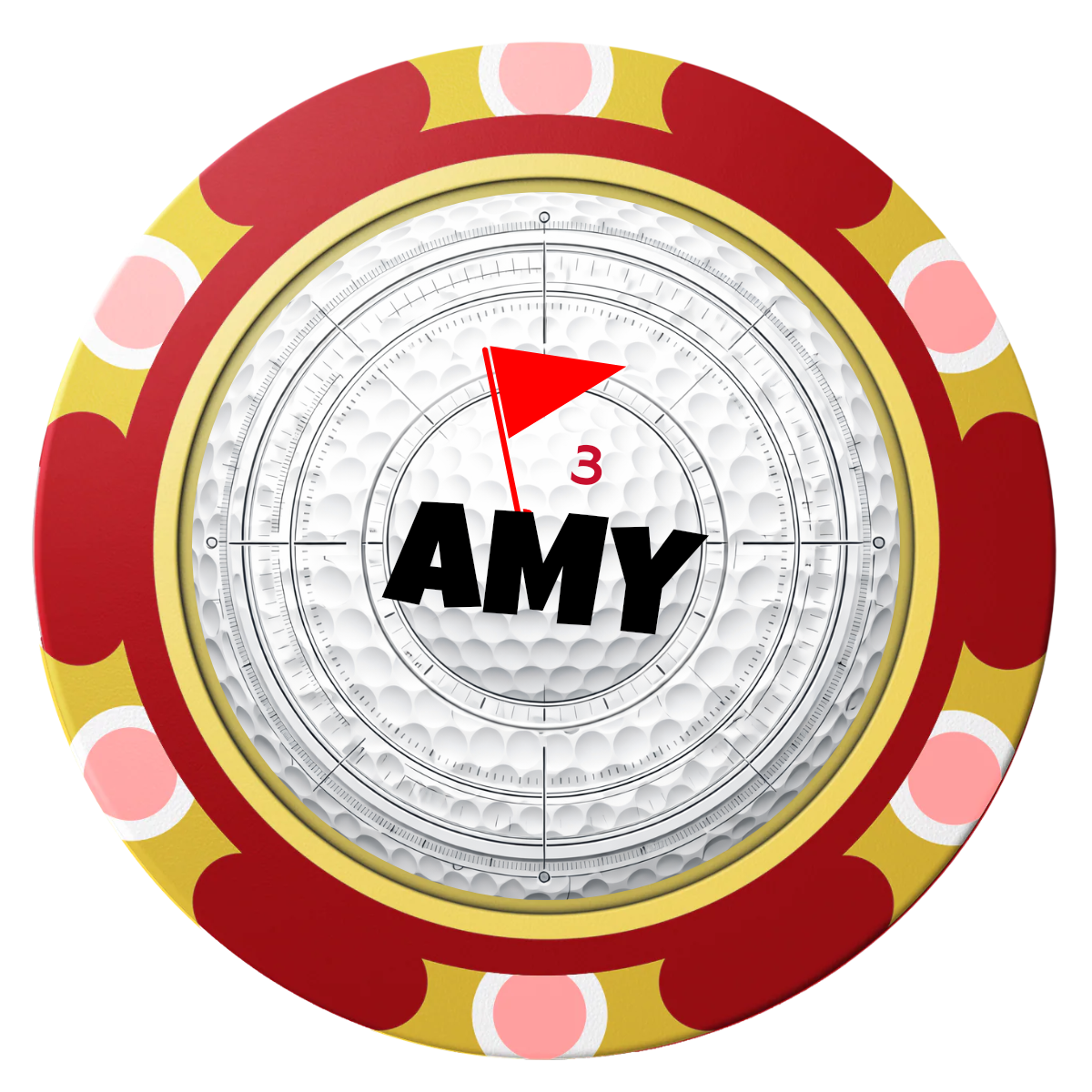Ball Marcus Jr. Clay Poker Chips - Red / Monte Carlo / 40mm - Front