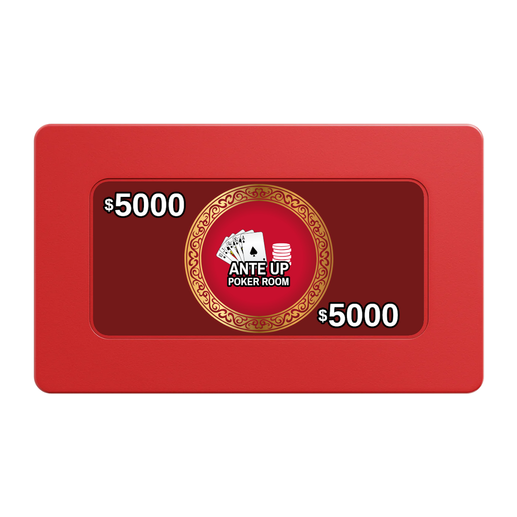 Ante Up Poker Room Rectangular Poker Chip Plaques - Red - Back