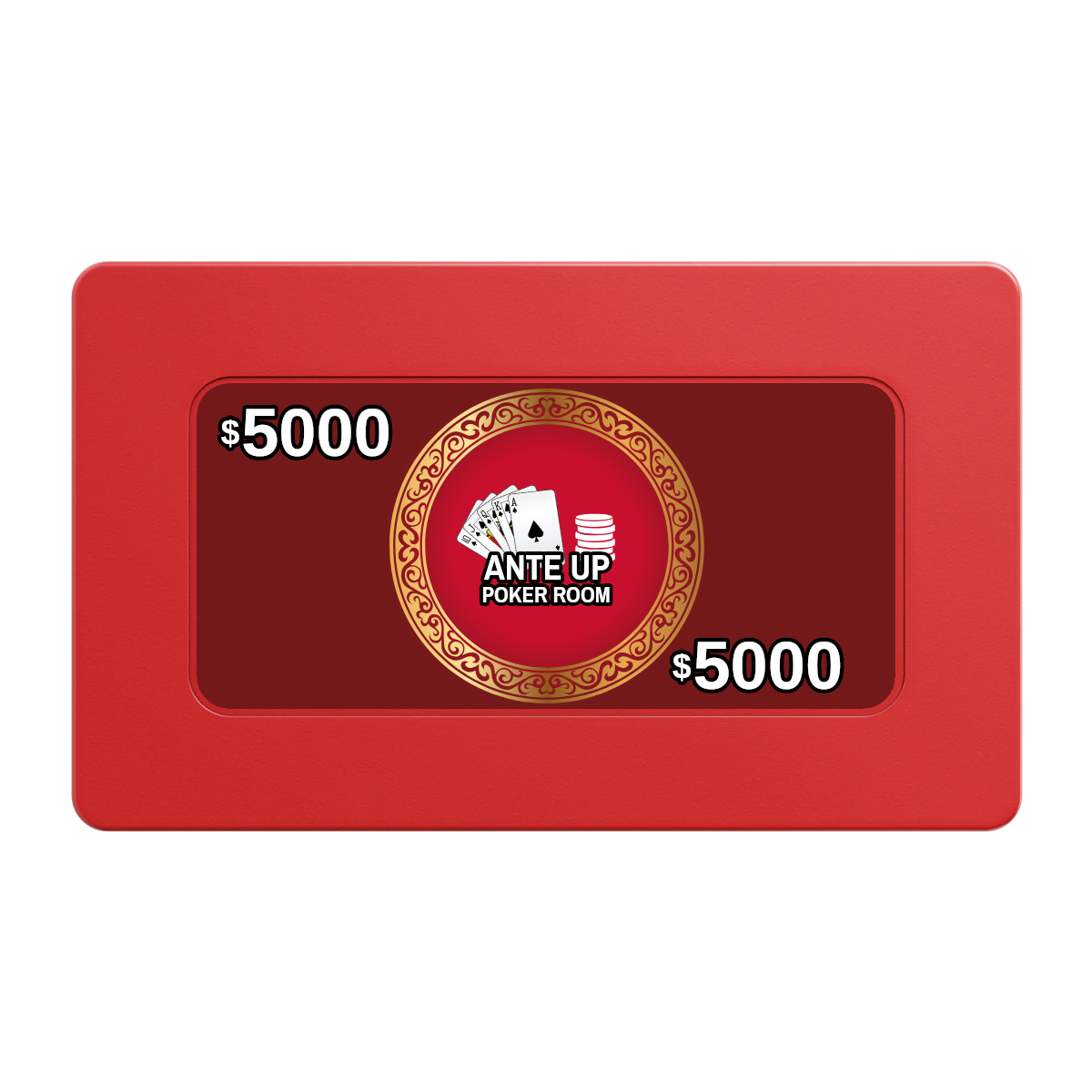Ante Up Poker Room Rectangular Poker Chip Plaques - Red - Back