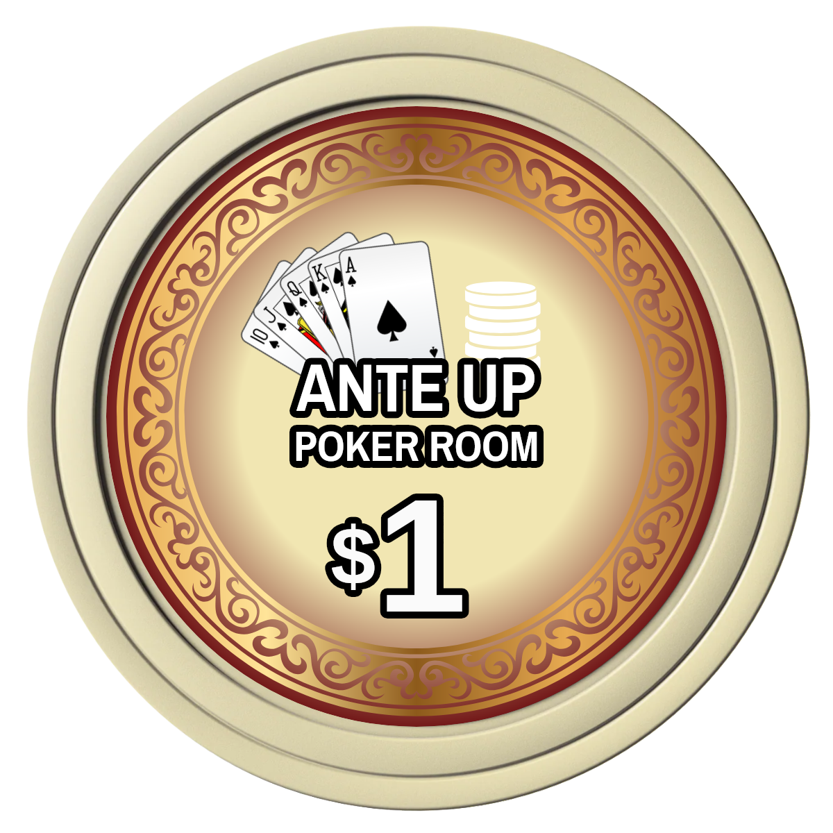 Ante Up Poker Room Composite Poker Chips - Ivory / Solid - Front