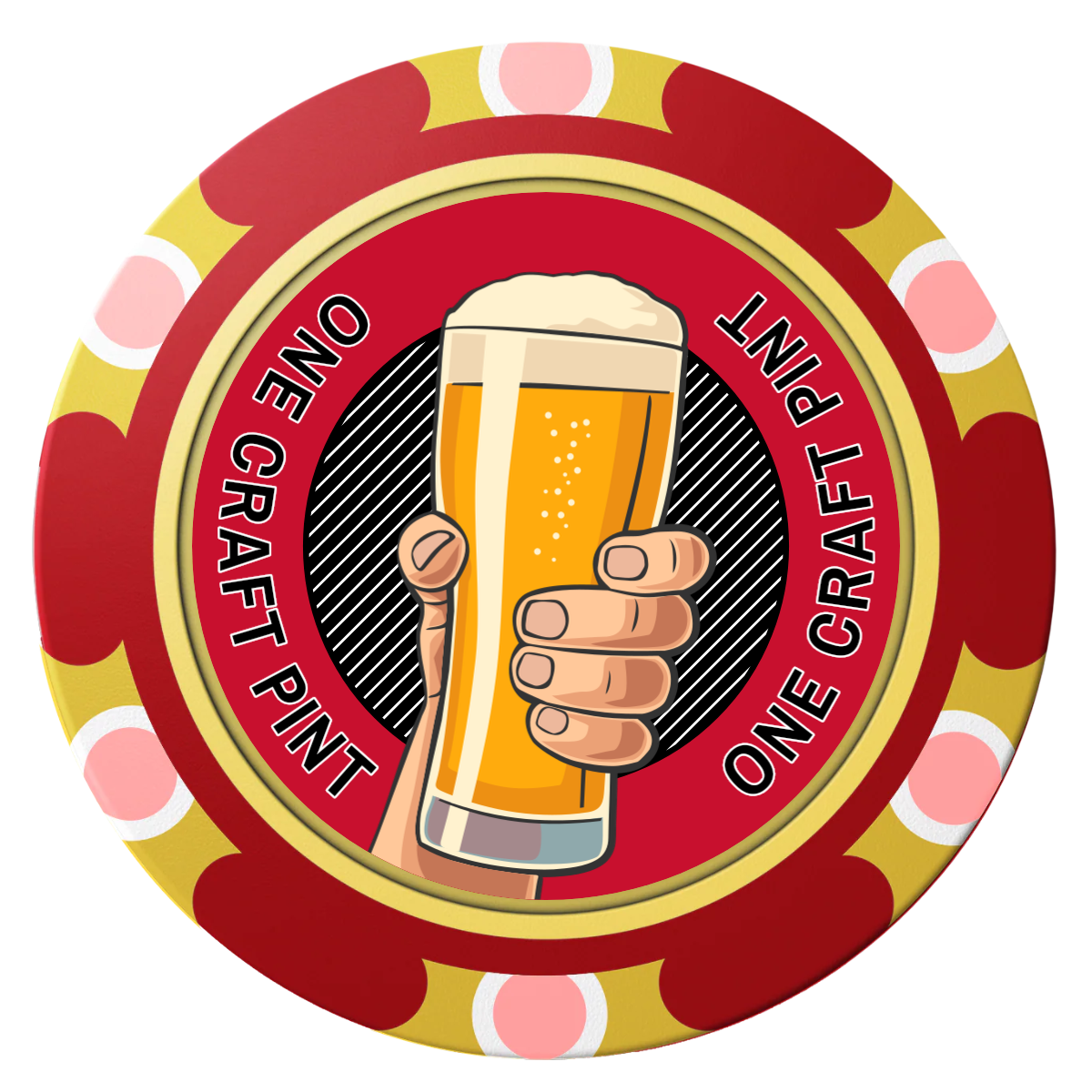 Drink On Us Clay Poker Chips - Red / Monte Carlo / 40mm - Front