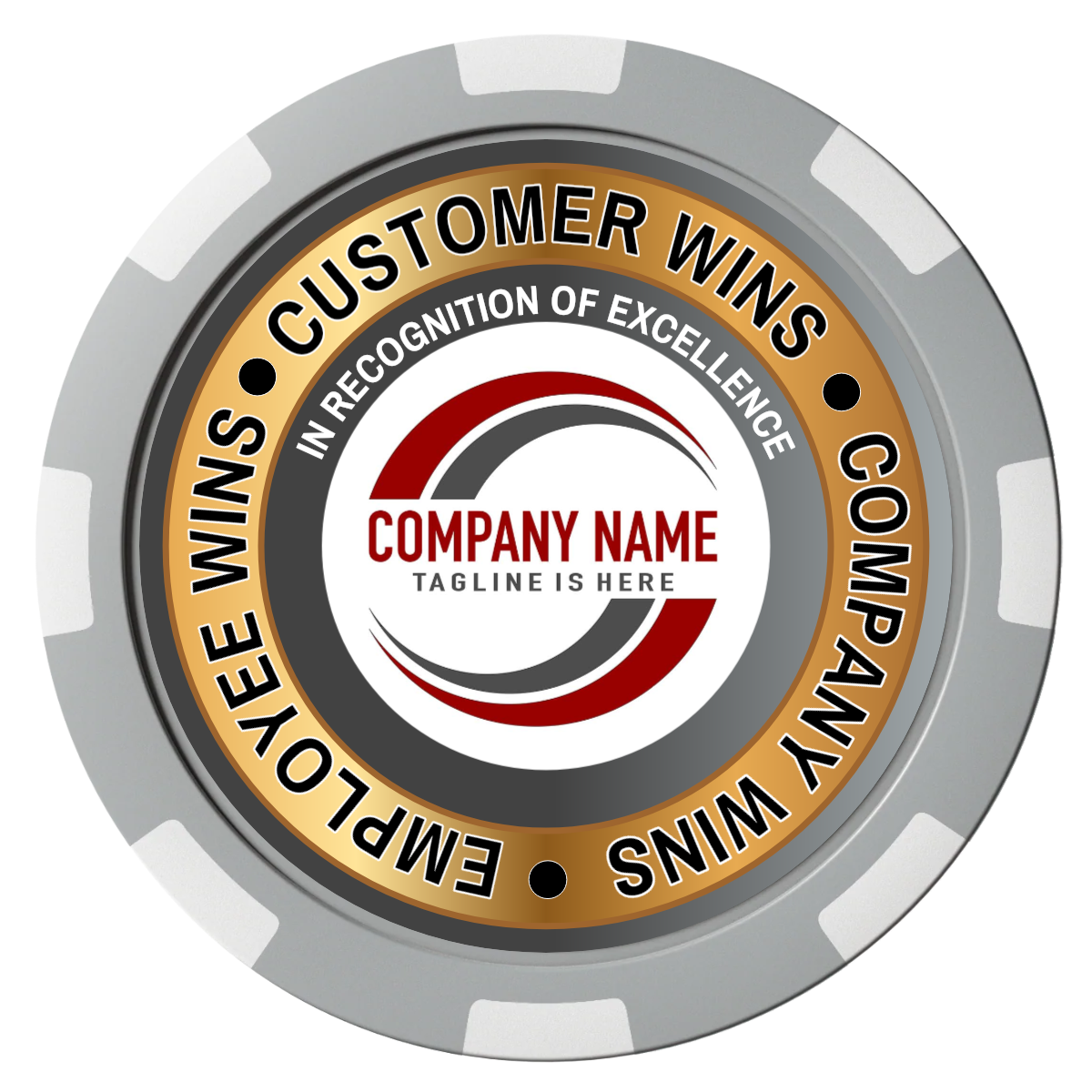 Gold Standard Composite Poker Chips - Gray / 8 Spot - Front