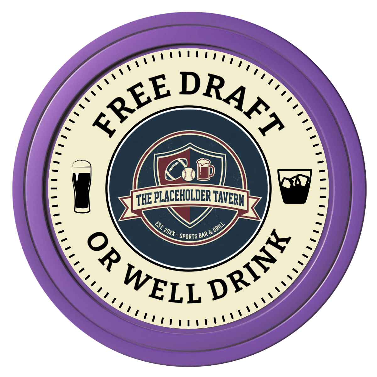 Beer Shop Composite Poker Chips - Purple / Solid - Front