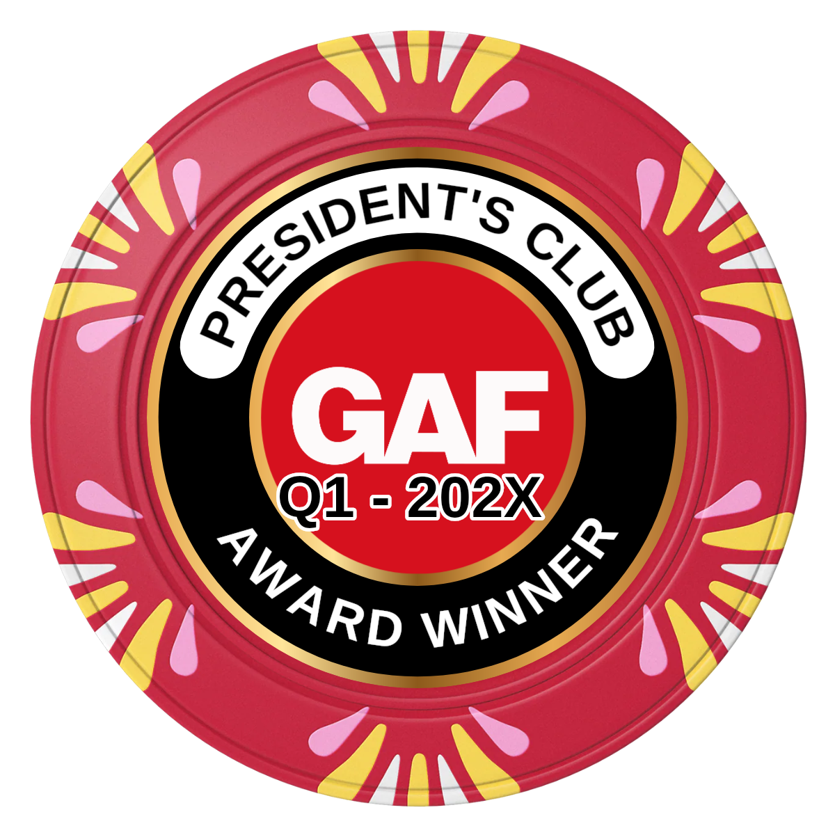 President's Club Clay Poker Chips - Red / Macau / 40mm - Front