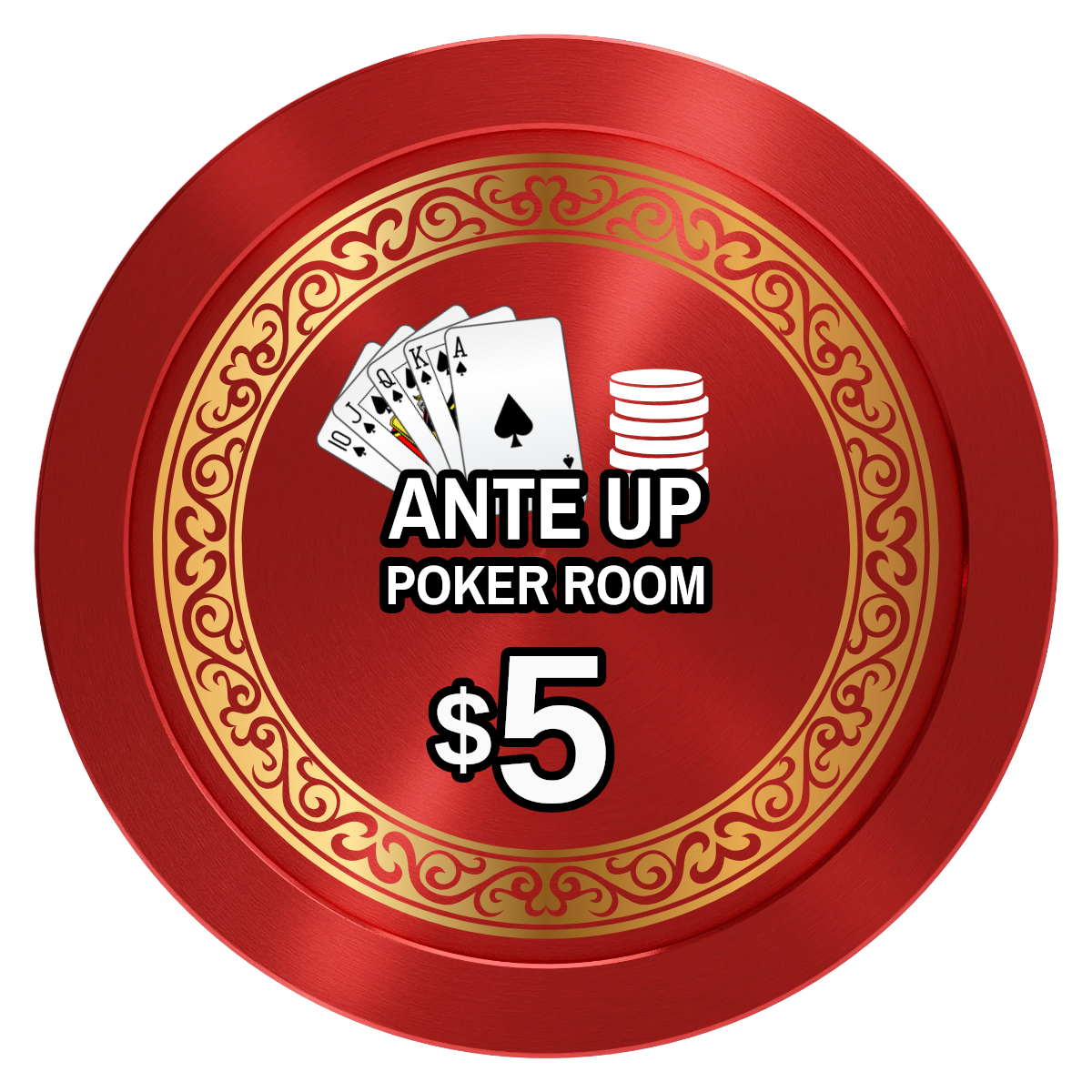Ante Up Poker Room Aluminum Poker Chips - Red - Back