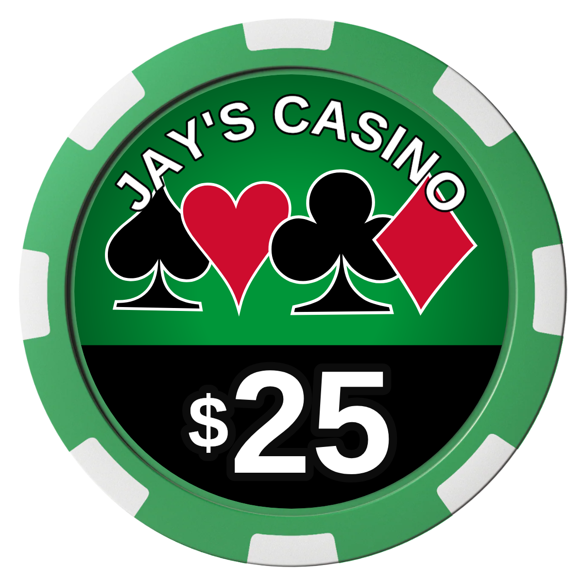 Jay's Casino Composite Poker Chips - Green / 8 Spot - Front