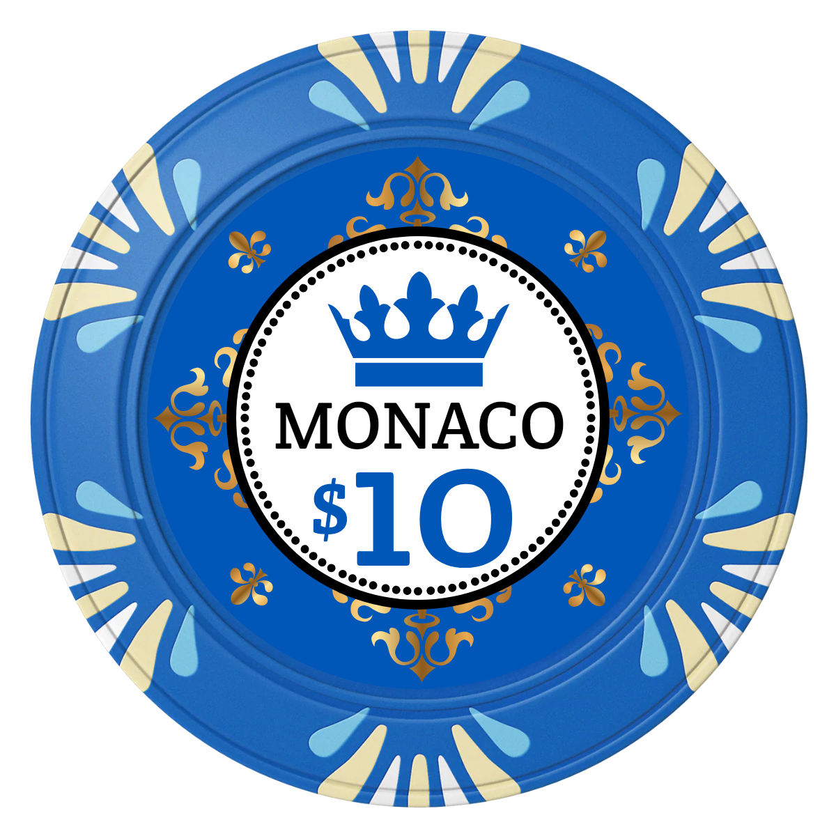 Monaco #001 Clay Poker Chips - Blue / Macau / 40mm - Back