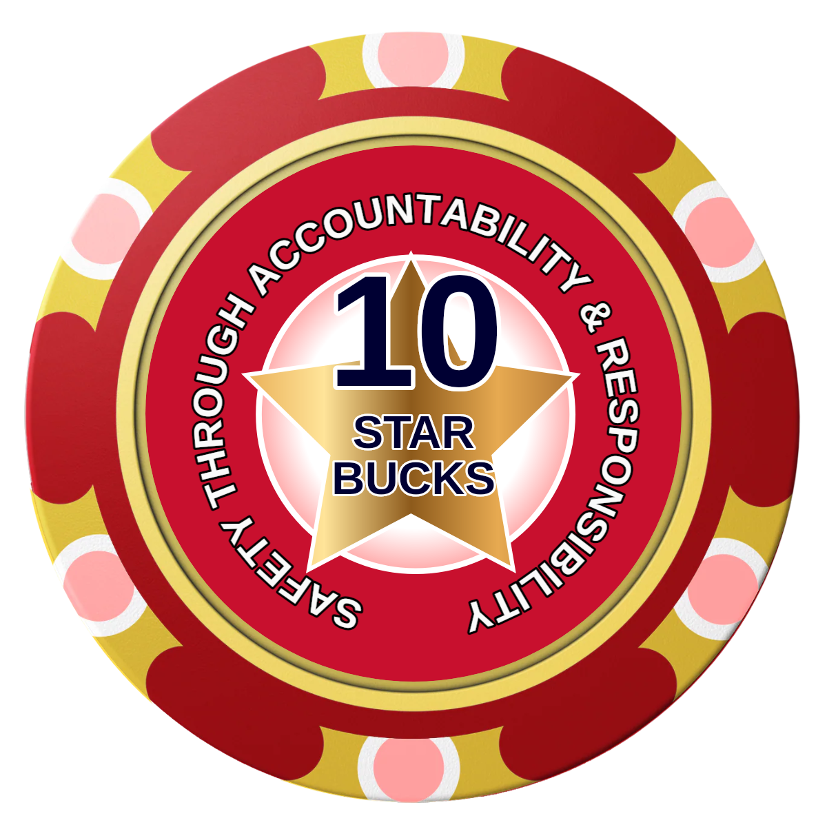 Safety Star Clay Poker Chips - Red / Monte Carlo / 40mm - Front